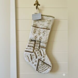 Nicole Miller Luxury Beaded Christmas Stocking 22" NWT Cream Gold Boho Chic